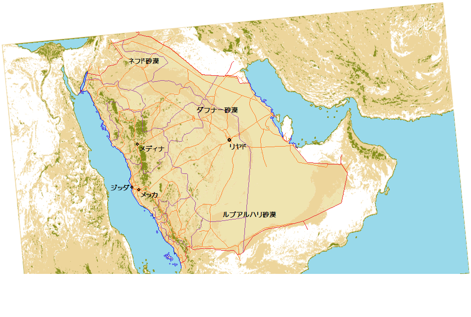 イスラムの聖地を抱える国 サウジアラビア 鉄分を含んだ赤い砂漠を上空から見たら はやおきセンサス