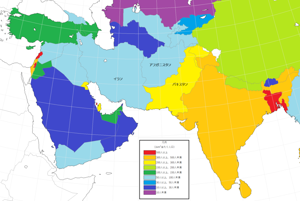 年世界の人口推計 アジア諸国をアップしました ヒマラヤの恩恵 人口はパキスタンから東側で高密度に はやおきセンサス